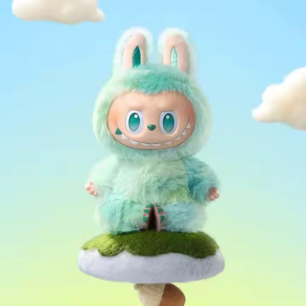 Child holding 17cm soft Labubu doll