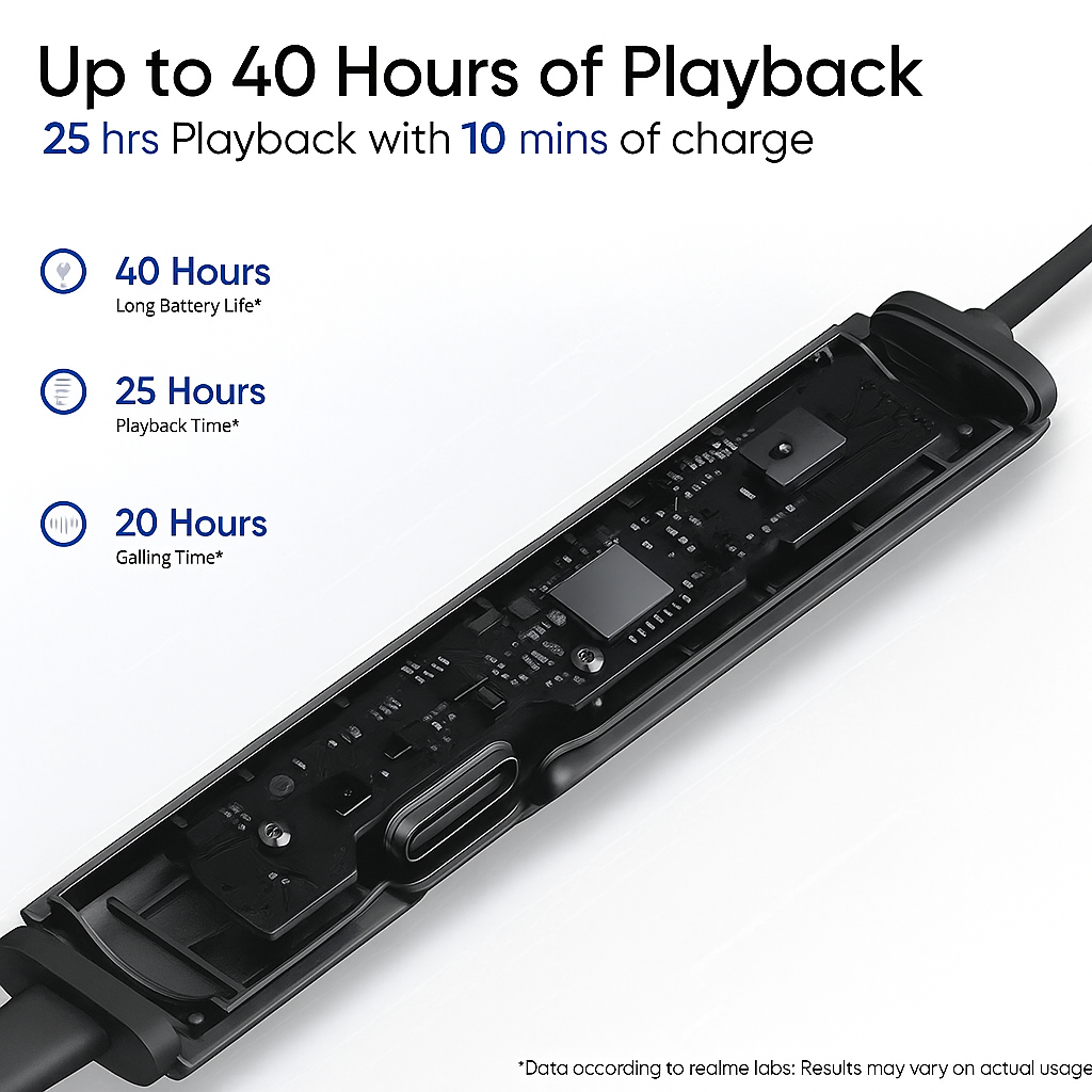 Wireless Bluetooth neckband with ANC and 32h battery