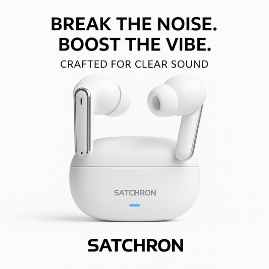 Satchron AtomPods HD noise-cancelling wireless earbuds in white