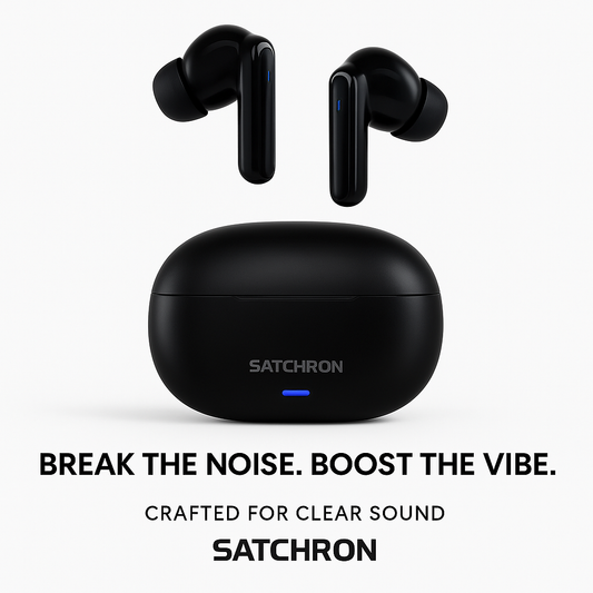 Satchron AtomPods HD noise-cancelling wireless earbuds in black