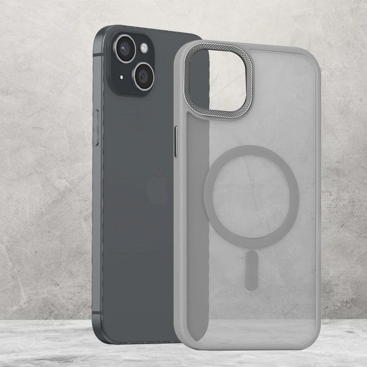 Shockproof Matte Hard Back Cover for iPhone 13 – Slim Fit Grey Case with Camera Bump Guard