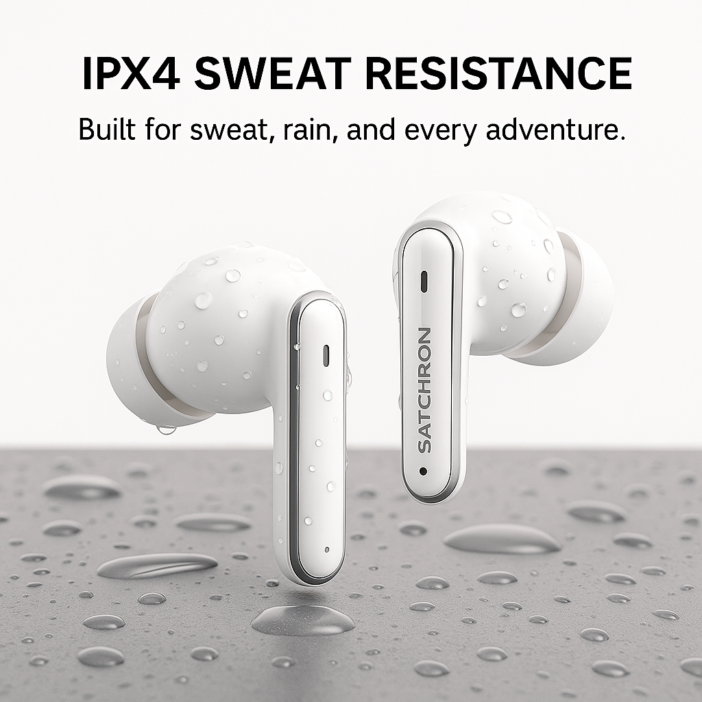 Satchron AtomPods HD Wireless Earbuds – Noise-Cancelling, 30 Hr Playtime