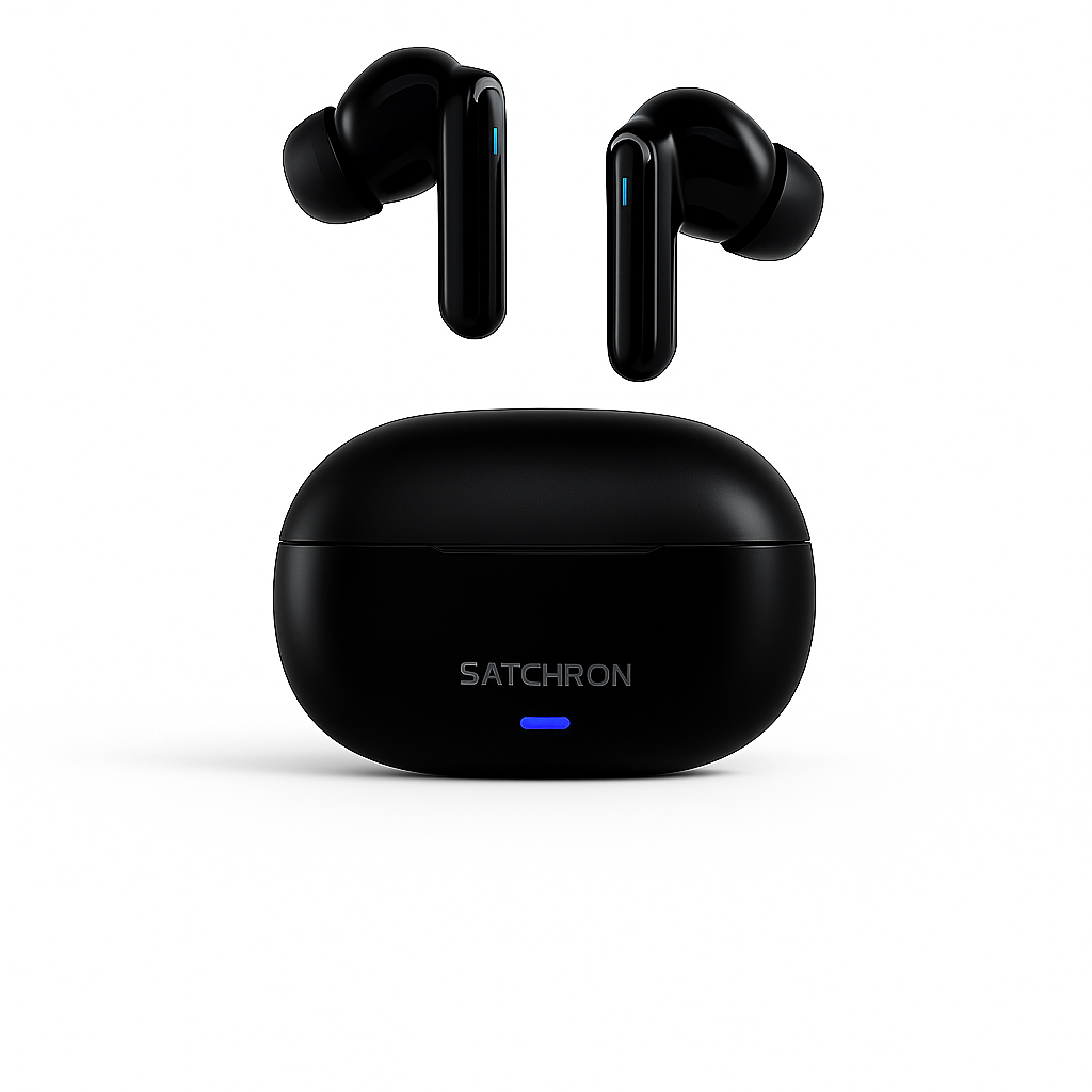 Satchron AtomPods HD noise-cancelling wireless earbuds in black