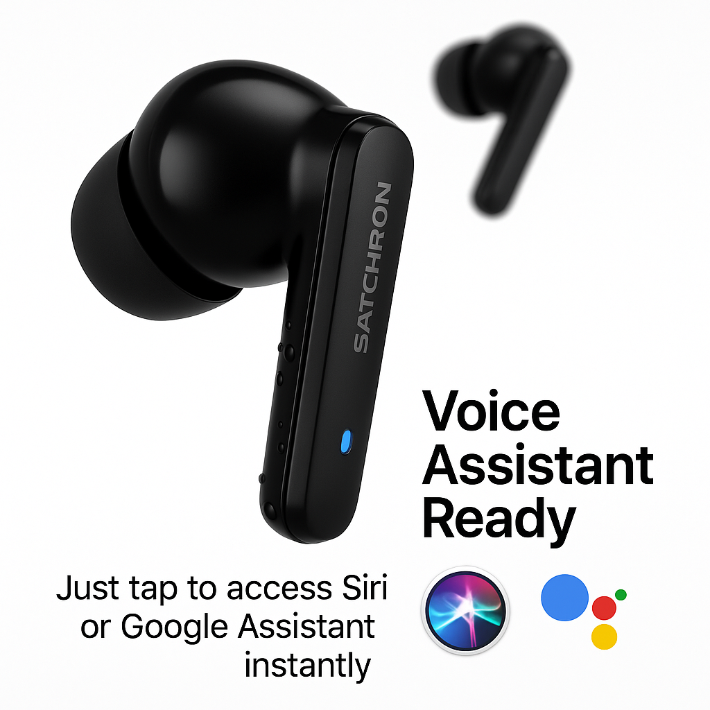 Satchron AtomPods HD noise-cancelling wireless earbuds in black