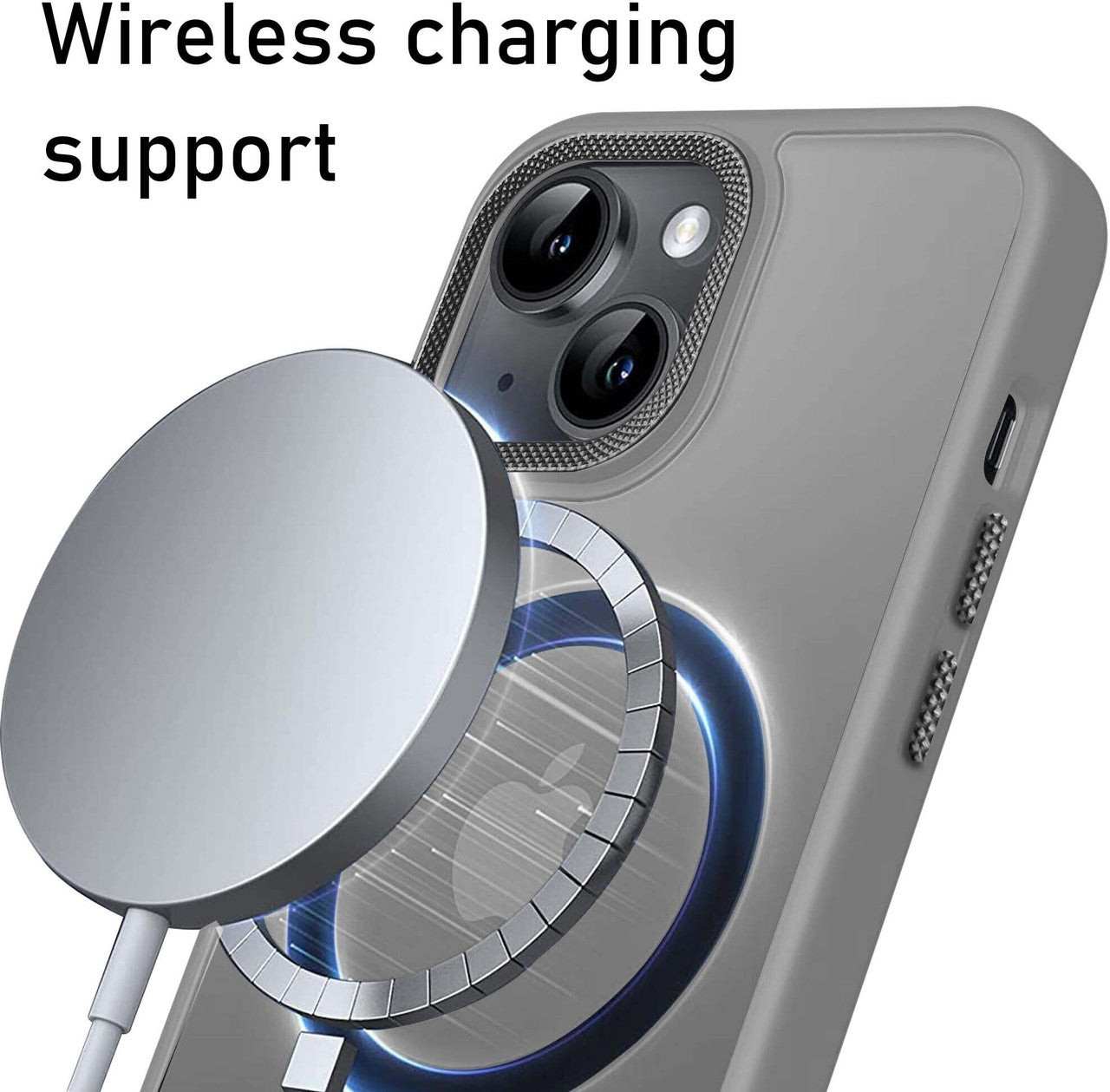 Shockproof Matte Hard Back Cover for iPhone 13 – Slim Fit Grey Case with Camera Bump Guard