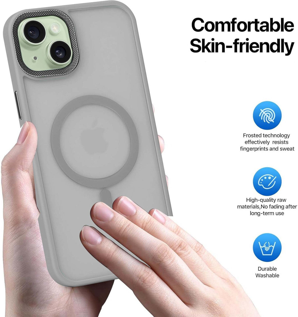 Shockproof Matte Hard Back Cover for iPhone 13 – Slim Fit Grey Case with Camera Bump Guard