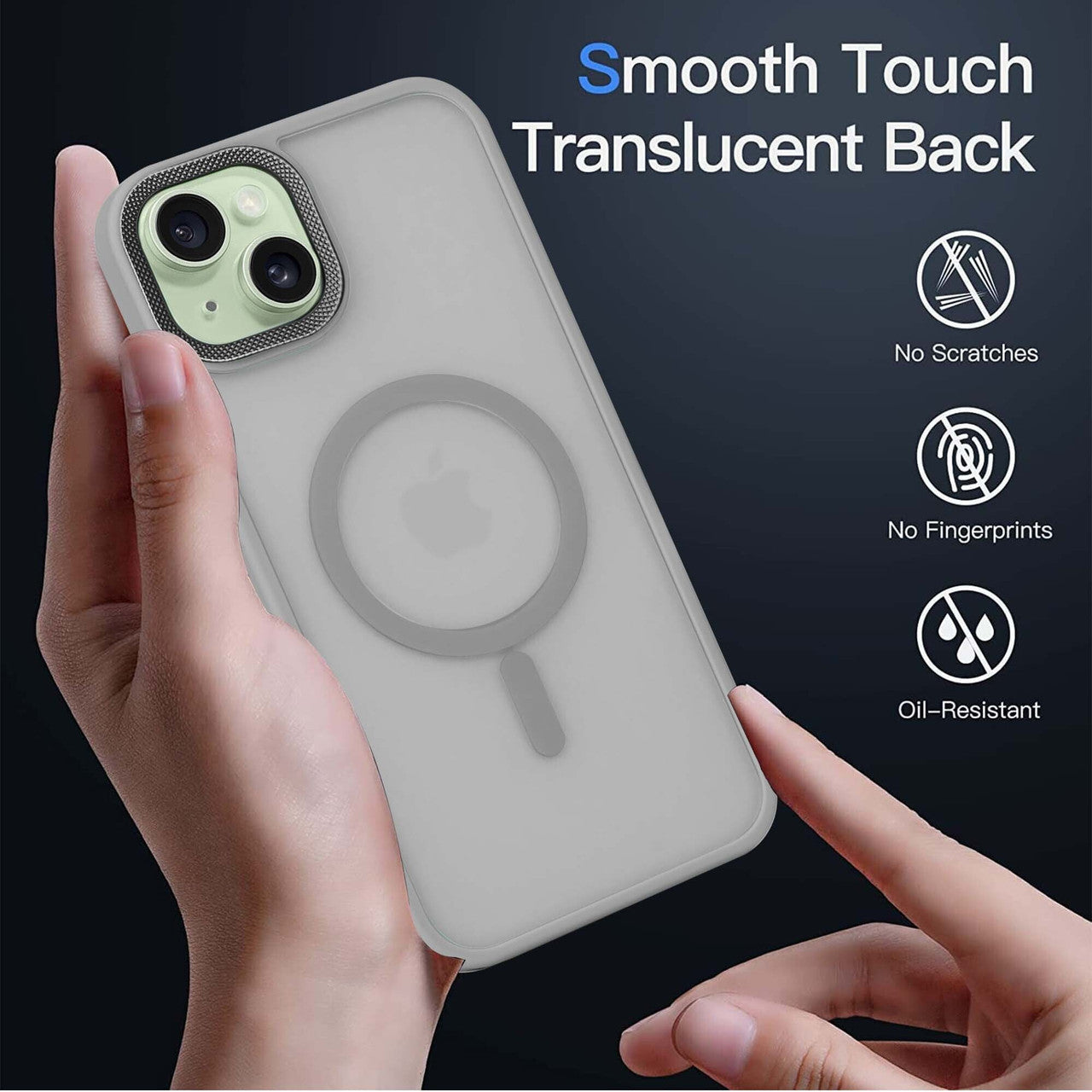 Shockproof Matte Hard Back Cover for iPhone 13 – Slim Fit Grey Case with Camera Bump Guard